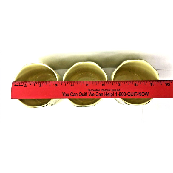 Vintage Japanese‎ Sake Tea Cup 3 Piece Yellow Cart Design Octagon Rim Pin Stripe - Picture 7 of 9